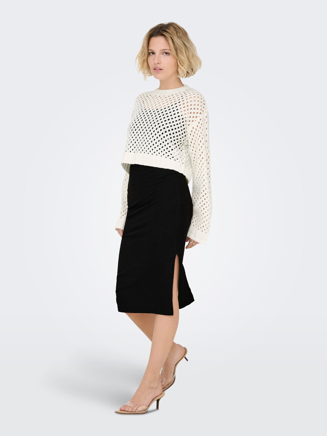 Black Slit Midi Skirt