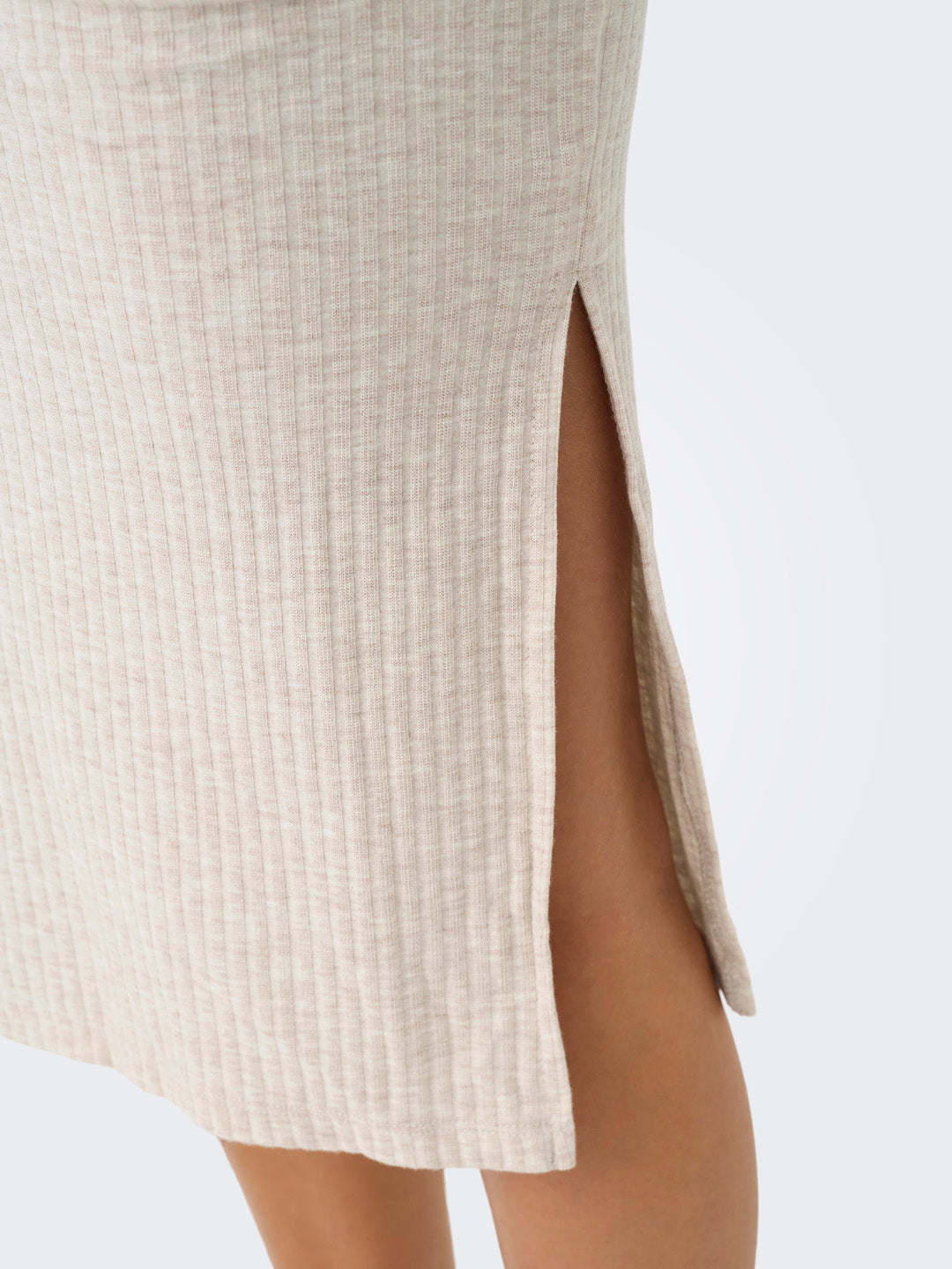 Beige Slit Midi Skirt