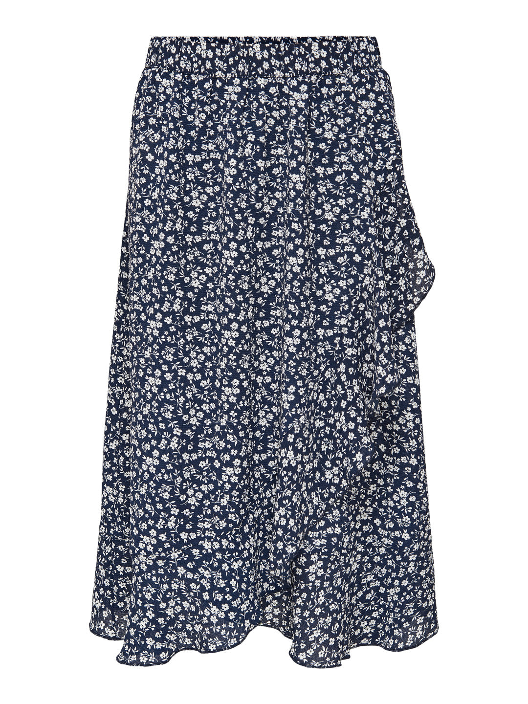 Navy Blue Printed Flounce Skirt