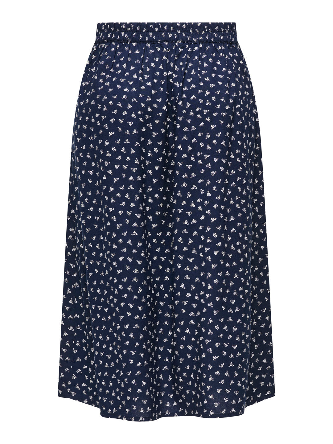 Navy Blue Floral Midi Skirt