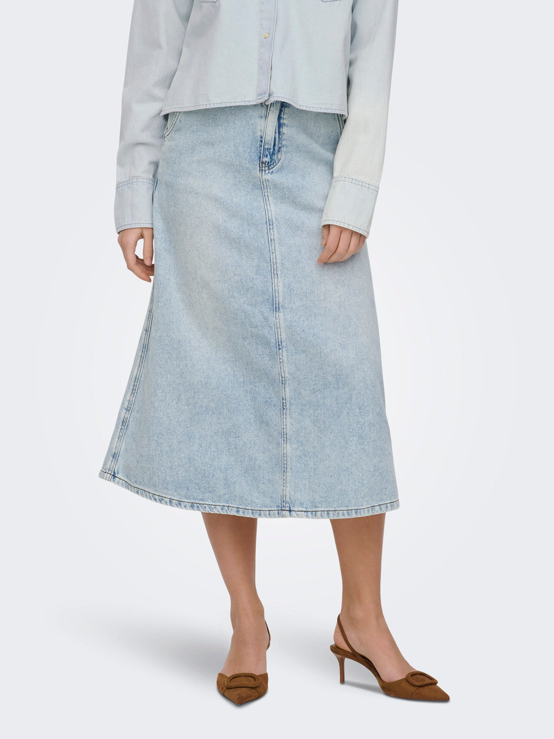 Light Blue High Rise Denim Skirt