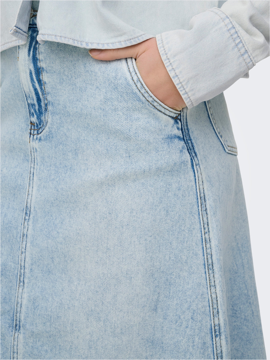 Light Blue High Rise Denim Skirt