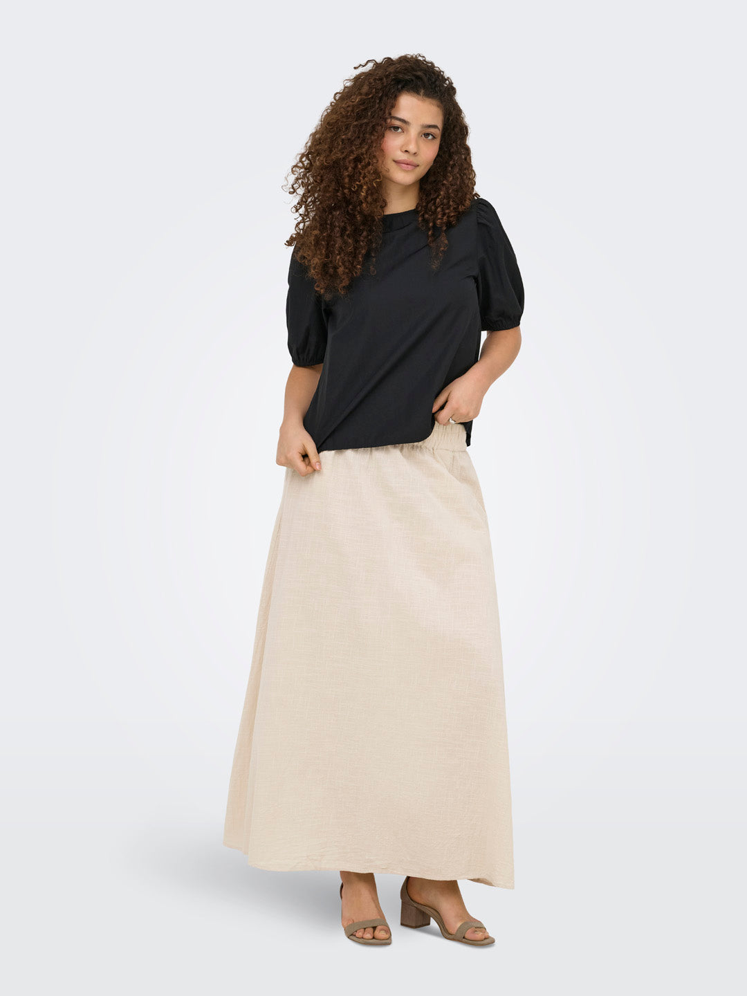 Beige Midi Skirt