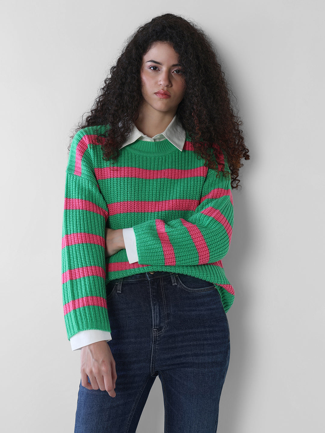 Green Striped Pullover