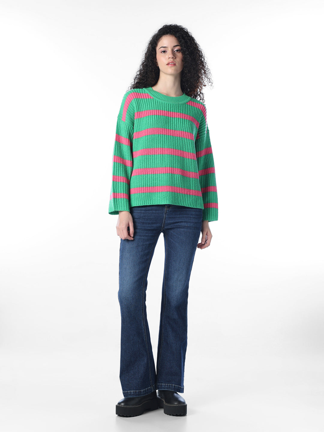Green Striped Pullover