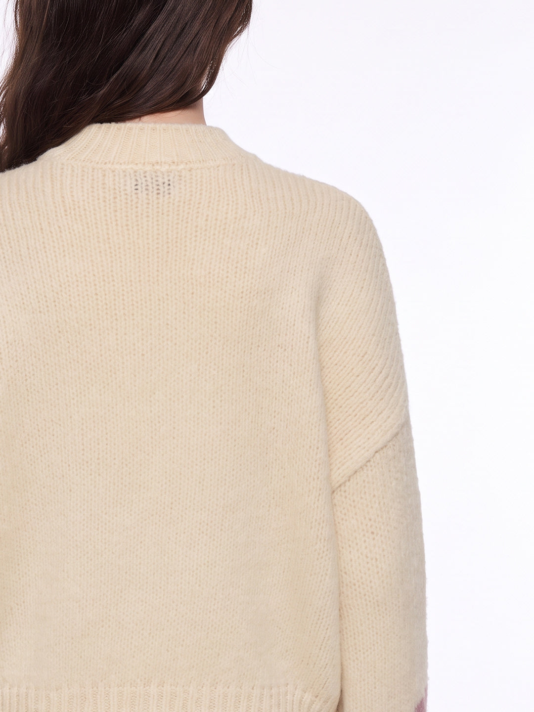 Beige Floral High Neck Pullover