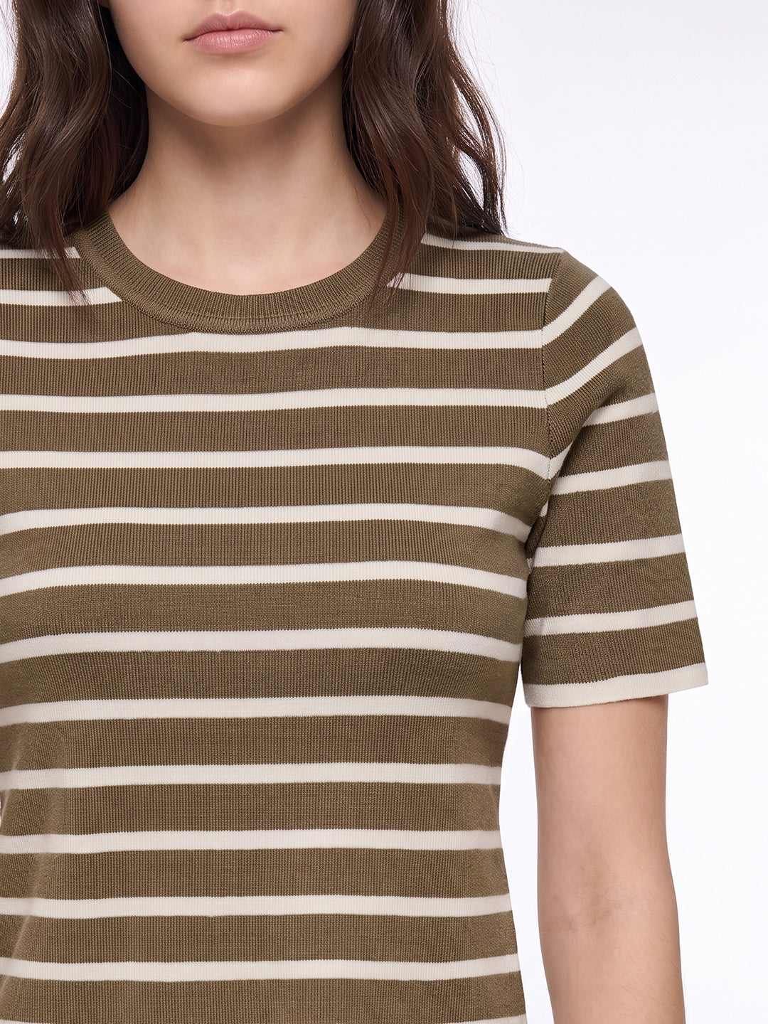 Brown Striped Knit Top