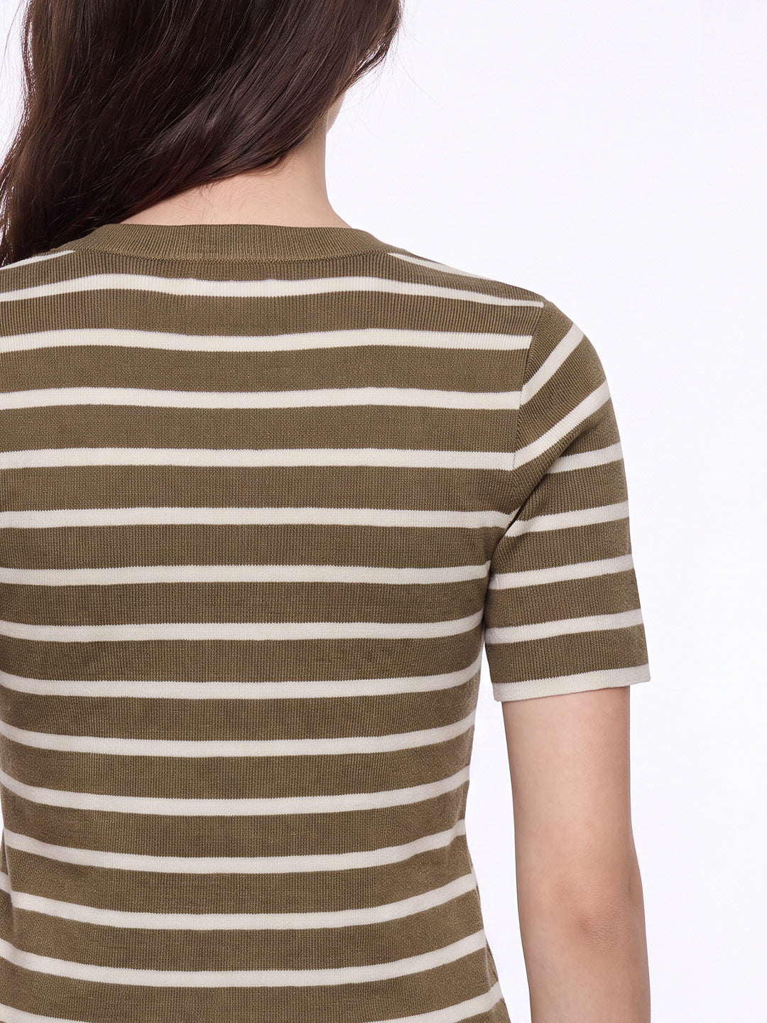 Brown Striped Knit Top