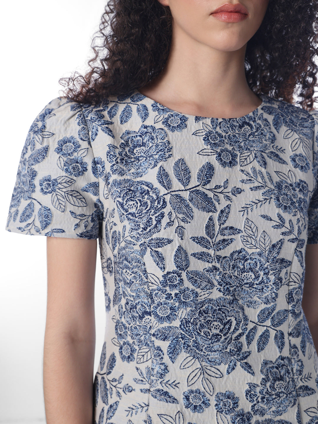 Blue Floral-print mini dress