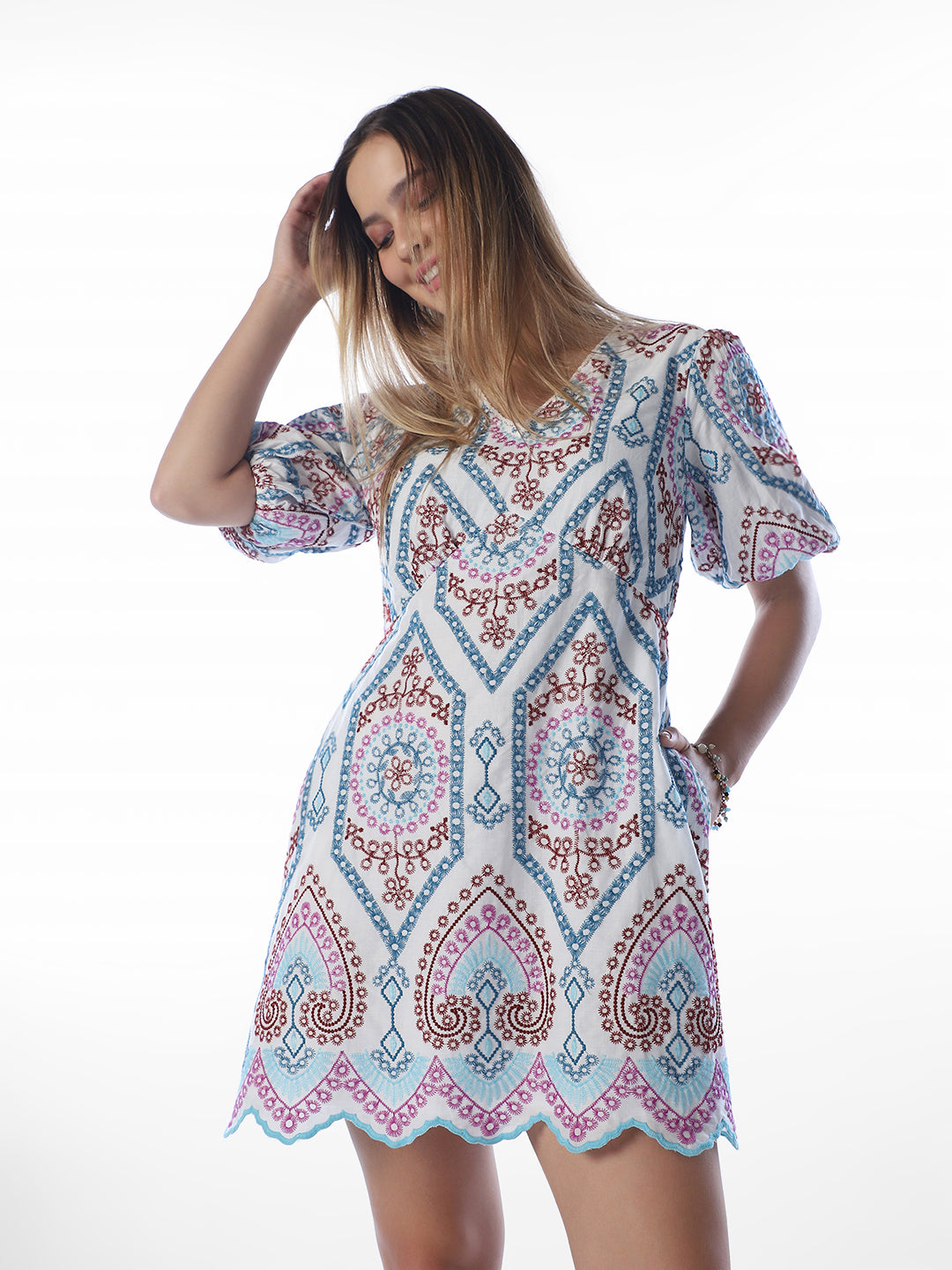 White Floral Printed Dress