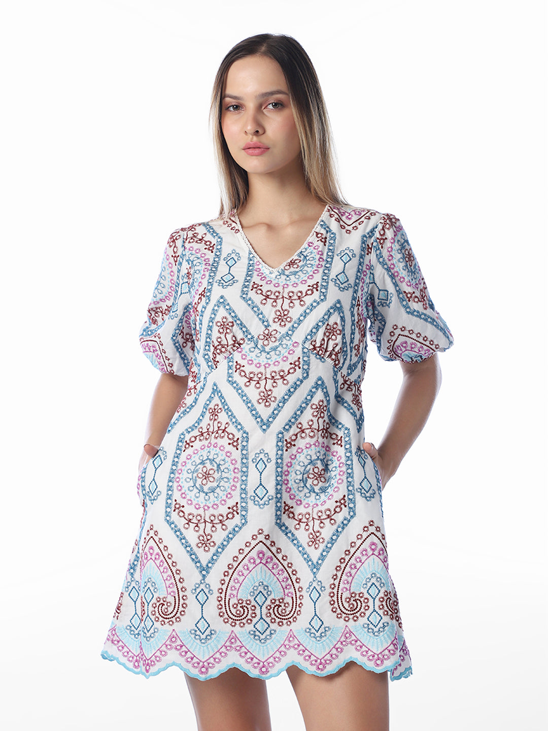 White Floral Printed Dress