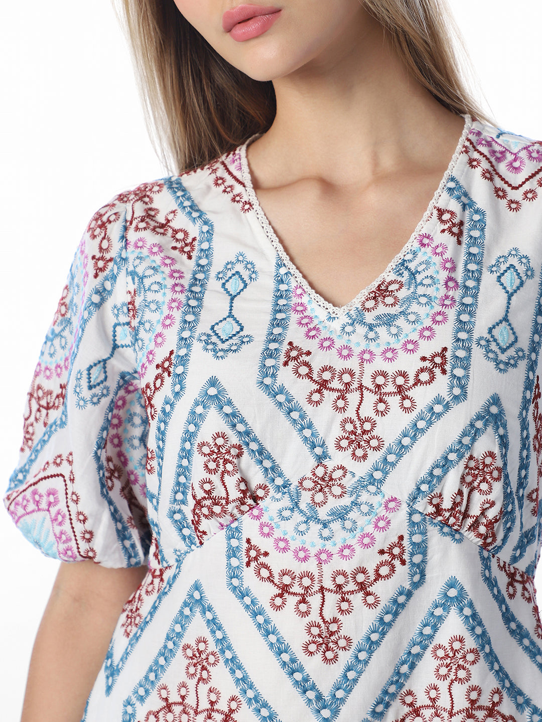 White Floral Printed Dress