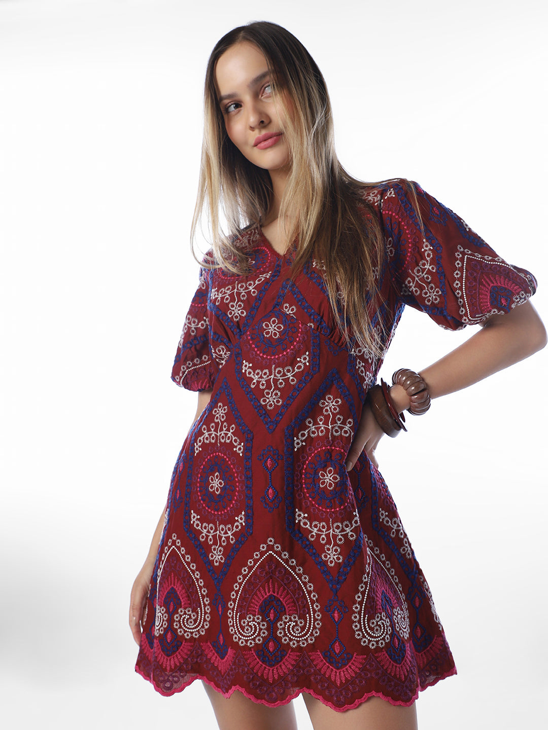 Rust Brown Floral Printed Dress