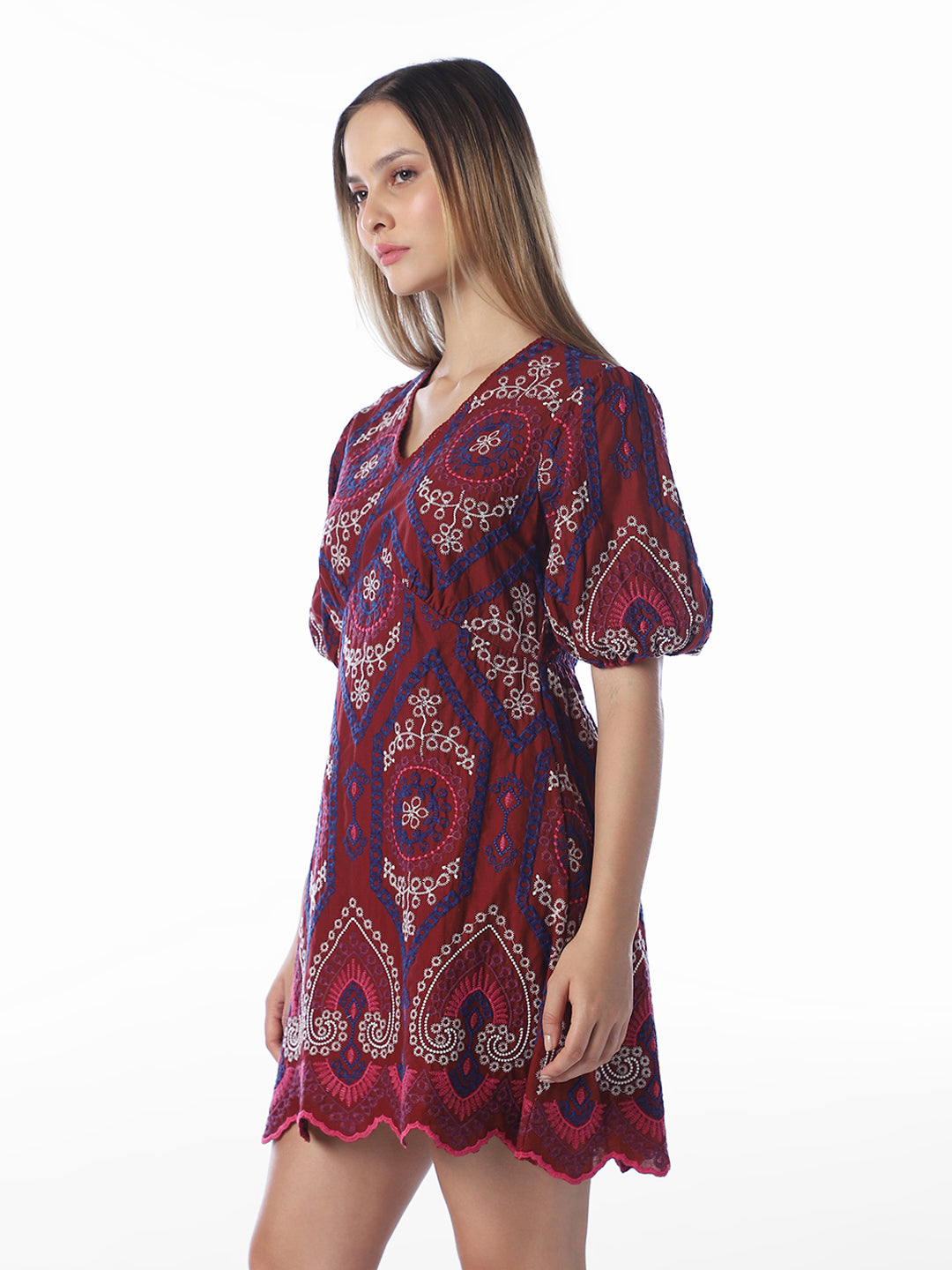 Rust Brown Floral Printed Dress