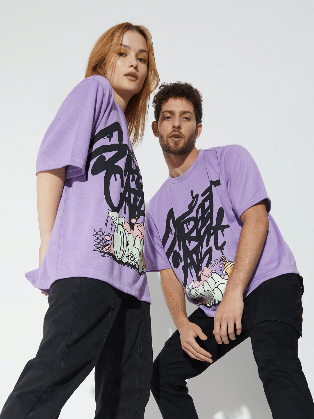Only X Artverse Purple Graffiti Oversized Unisex T-Shirt